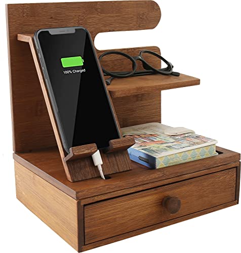 Amazon.co.jp: デスクオーガナイザー 木製スマホスタンド 木製携帯